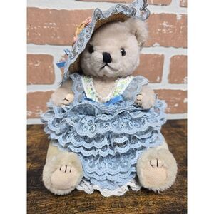 Vintage Southern Belle Jointed Frilly-Dressed Teddy Bear With A Hiding Basket‎